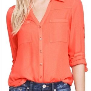 Express Women’s Portofino Blouse, Neon Orange